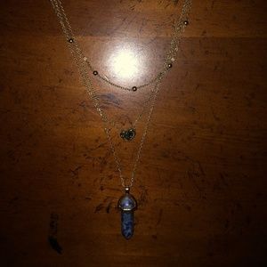 Triple gold tone chain necklace